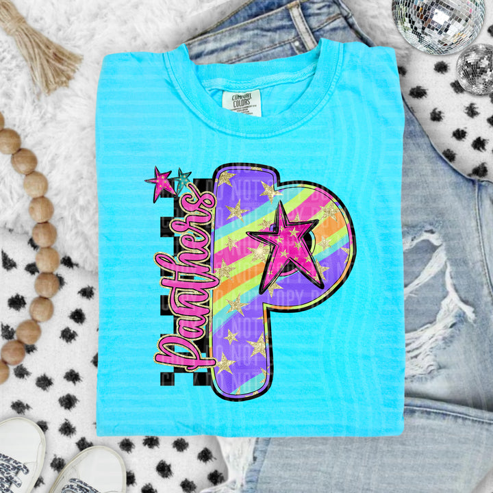Rainbow Swirl Initials DTF Print