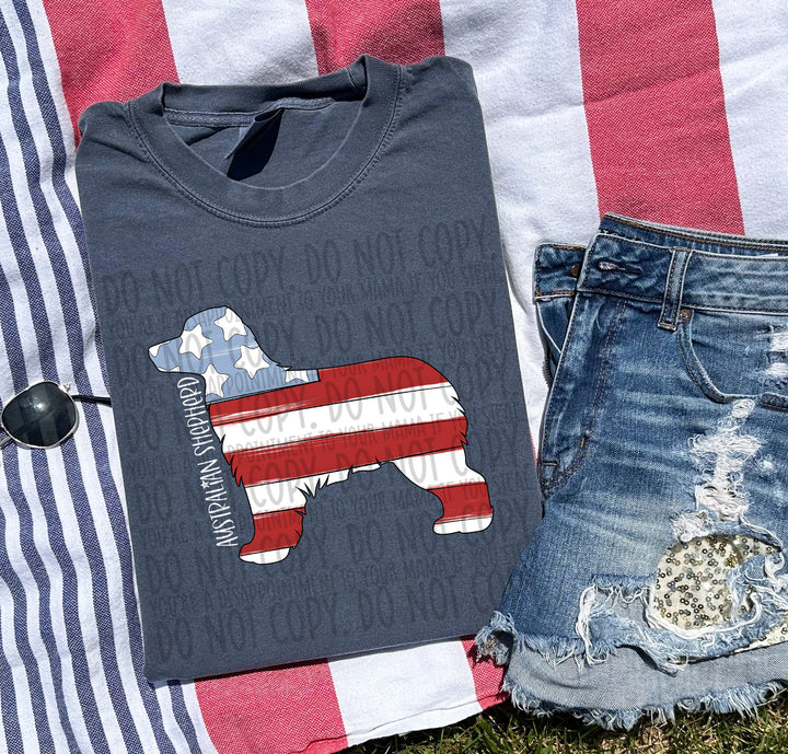 Patriotic Dog Designs White Text DTF Print