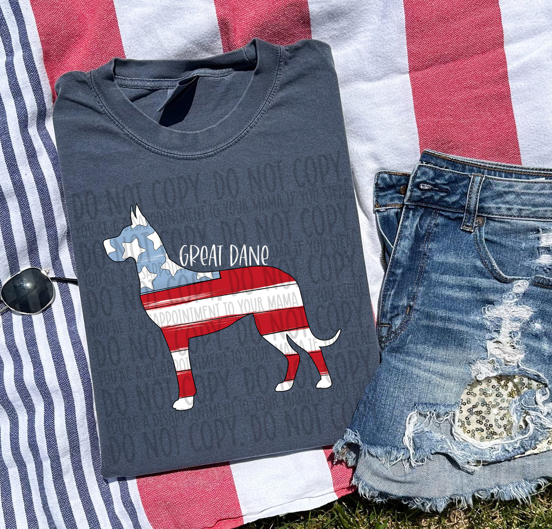 Patriotic Dog Designs White Text DTF Print