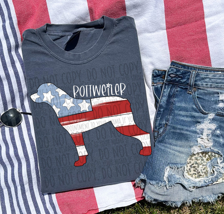Patriotic Dog Designs White Text DTF Print