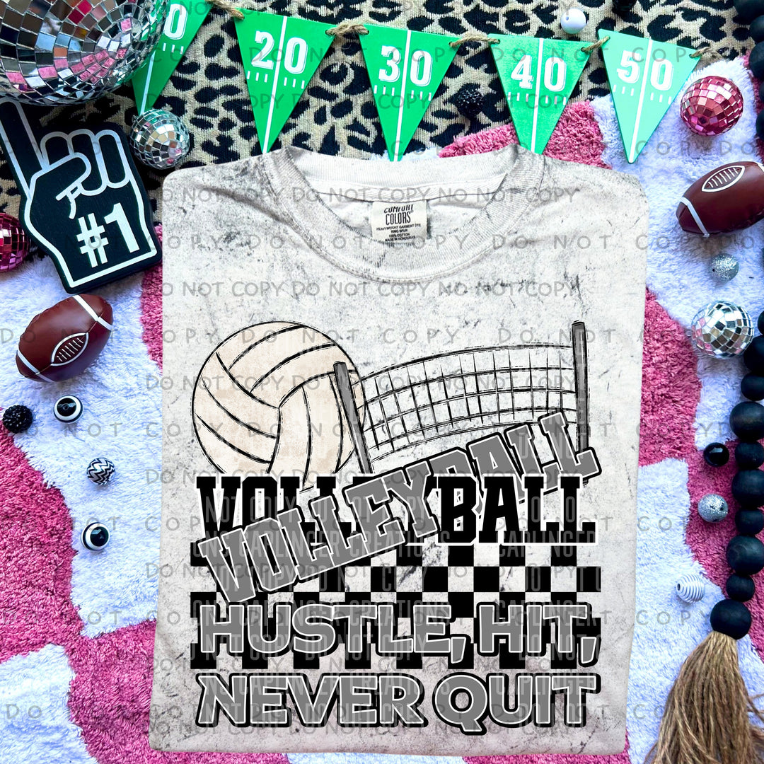 Hustle Hit Never Quit Volleyball DTF Print