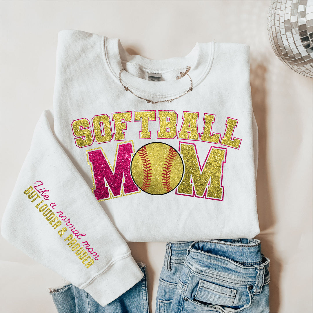 Softball Mom Faux Glitter DTF Print