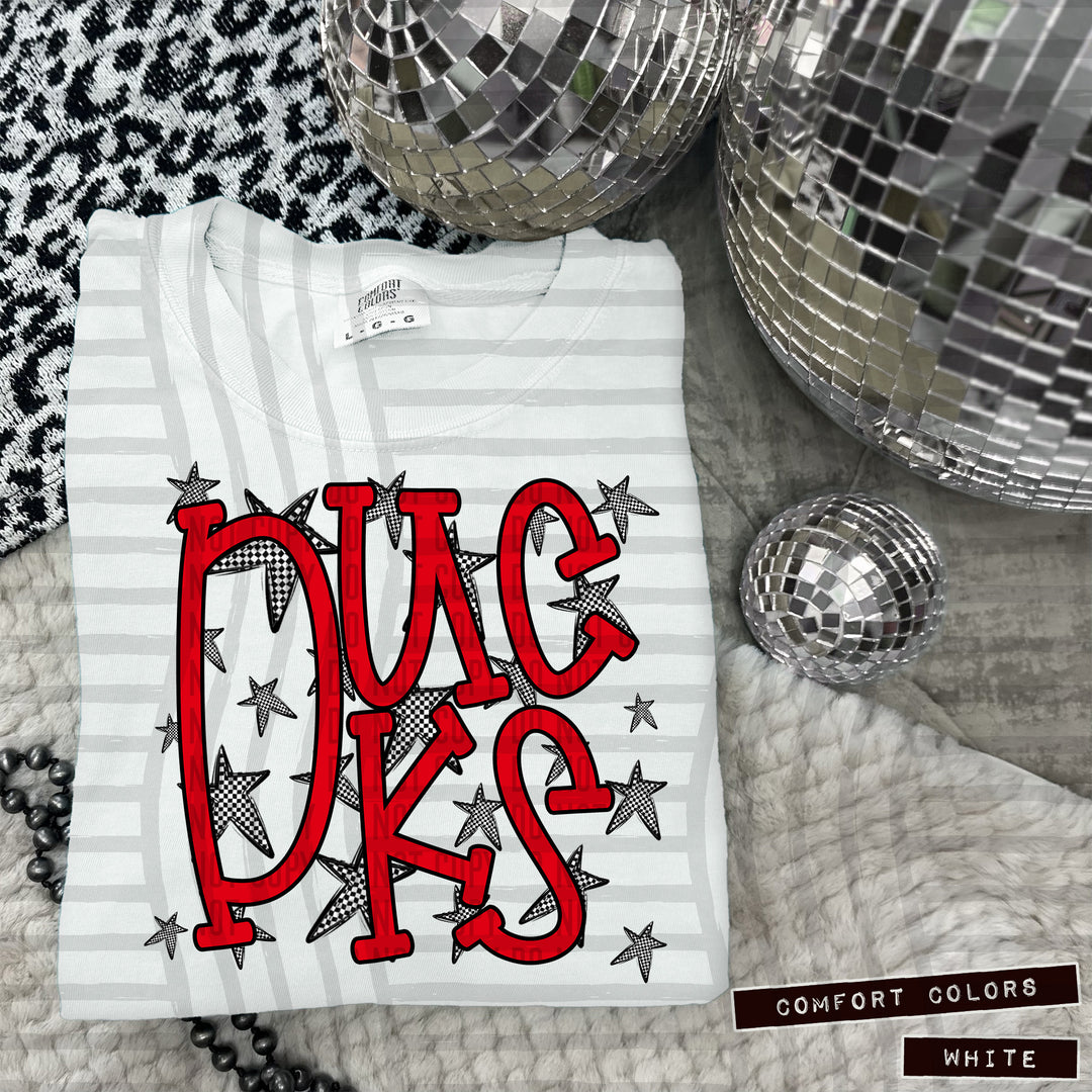 Red Staggered DTF Print