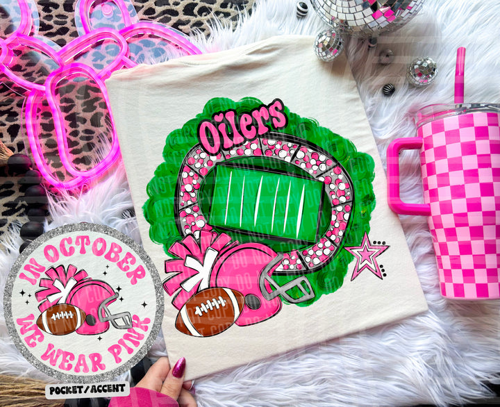 In October We Wear Pink- Football YOUTH DTF Print