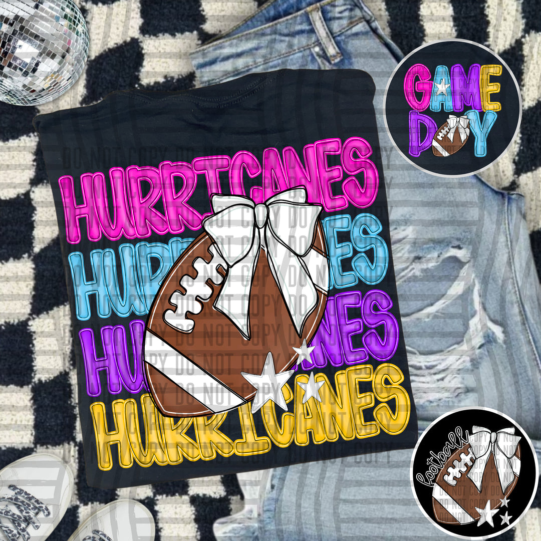 Bright And Preppy Football Stacked DTF Print