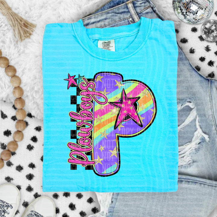 Rainbow Swirl Initials DTF Print