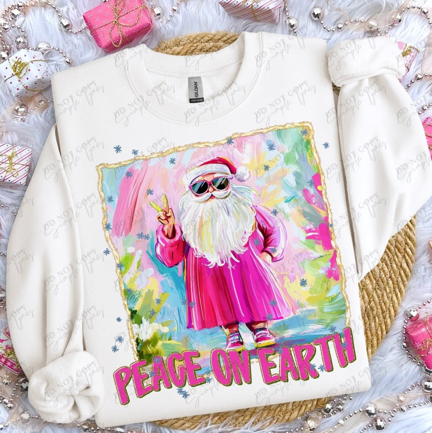 Peace On Earth Cool Santa DTF Print