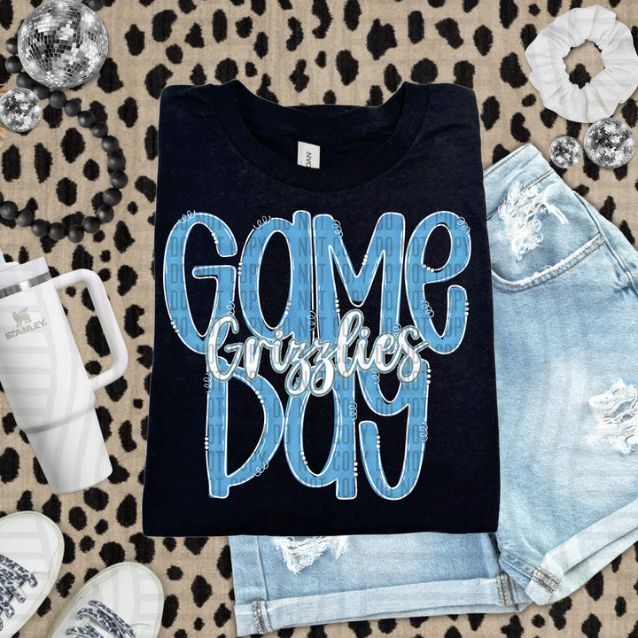 Doodle Gameday Light Blue DTF Print