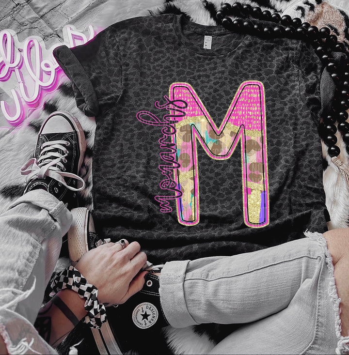 Rainbow Leopard Single Letters DTF Print