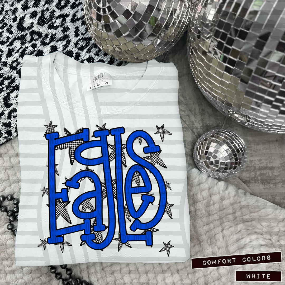 Blue Staggered DTF Print