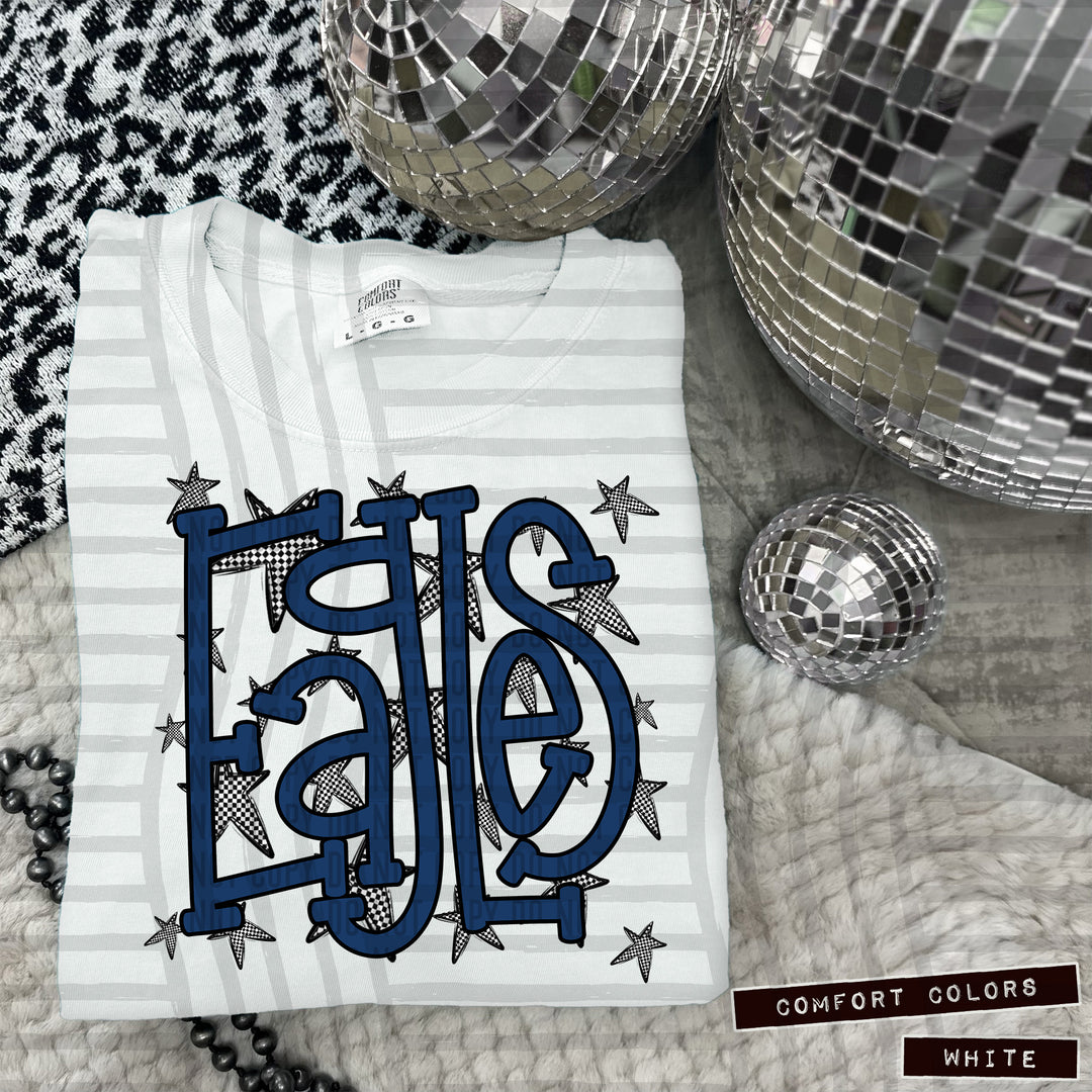 Navy Staggered DTF Print