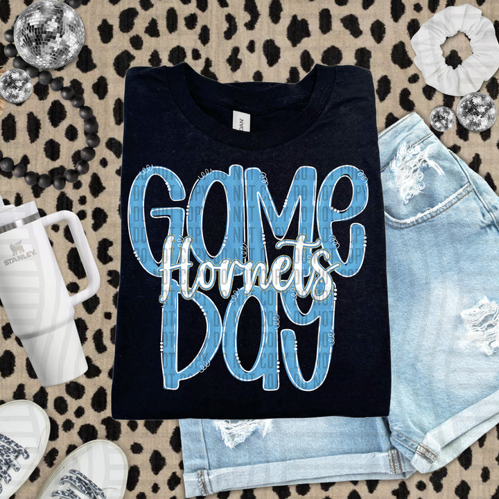 Doodle Gameday Light Blue DTF Print