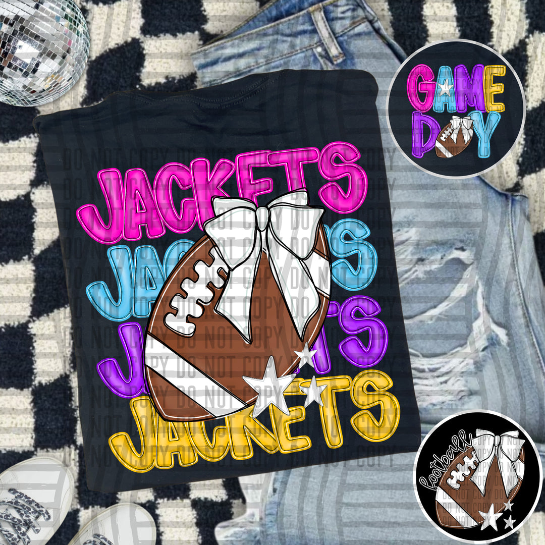 Bright And Preppy Football Stacked DTF Print
