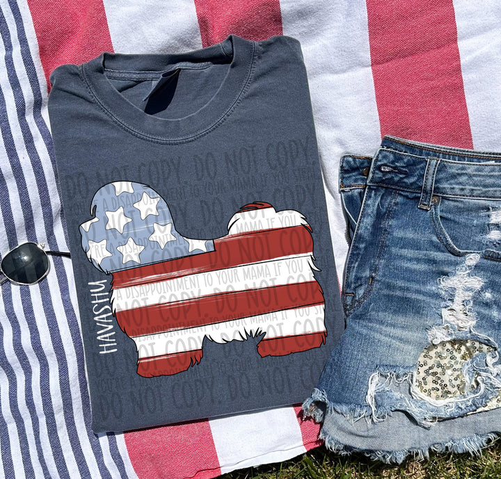 Patriotic Dog Designs White Text DTF Print