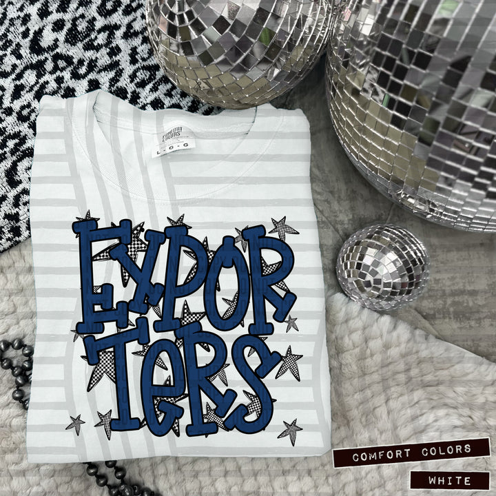 Navy Staggered DTF Print