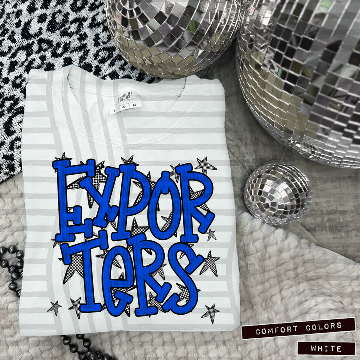 Blue Staggered DTF Print