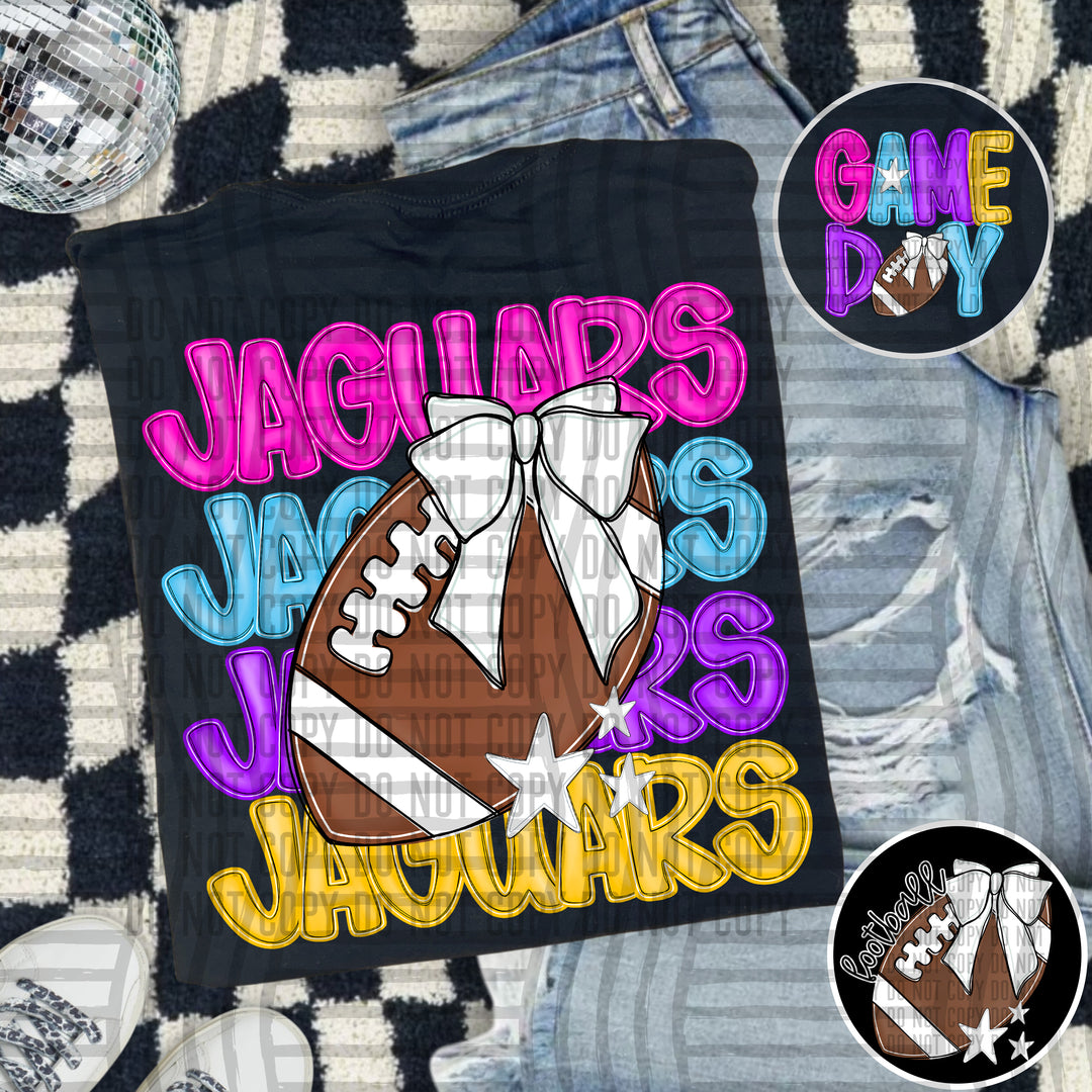 Bright And Preppy Football Stacked DTF Print