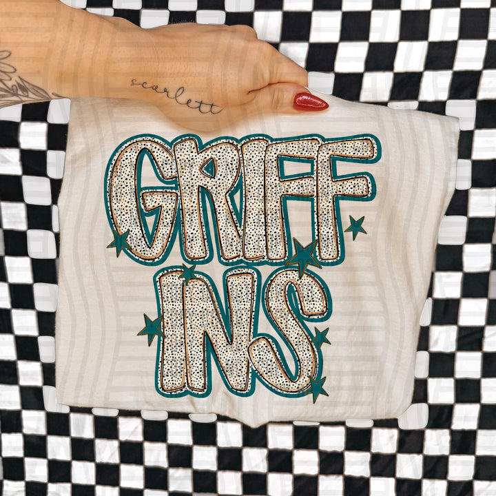 Teal Dotty DTF Print