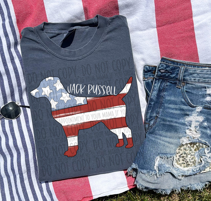 Patriotic Dog Designs White Text DTF Print