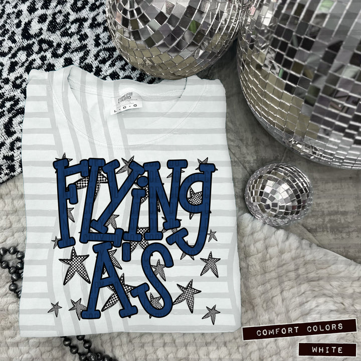 Navy Staggered DTF Print