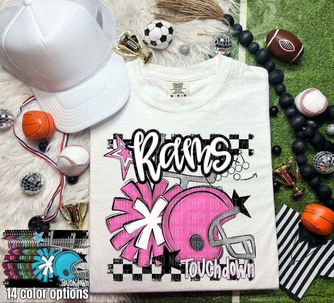Helmet Pom Mascots Colors Lime DTF Print