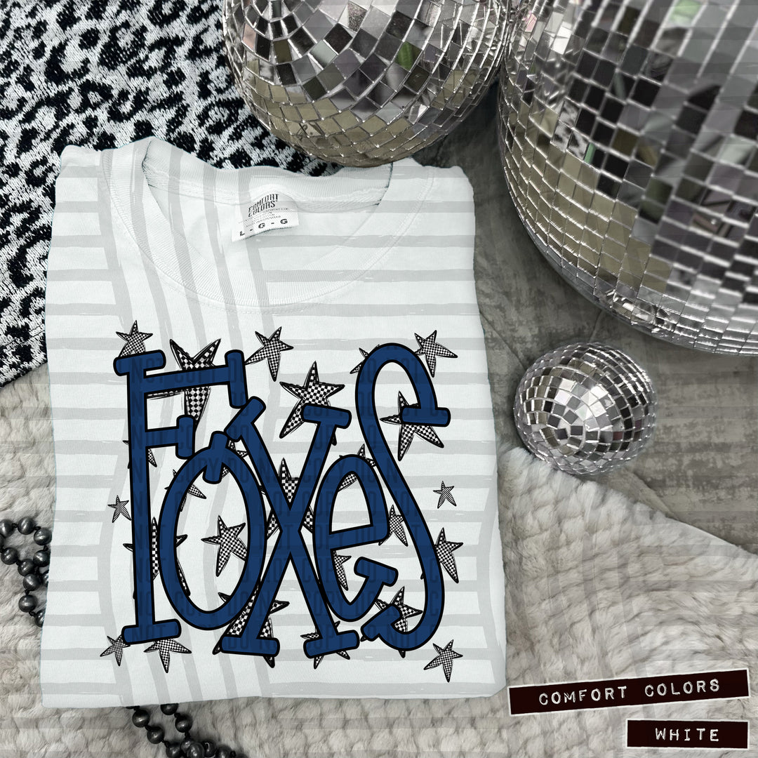 Navy Staggered DTF Print