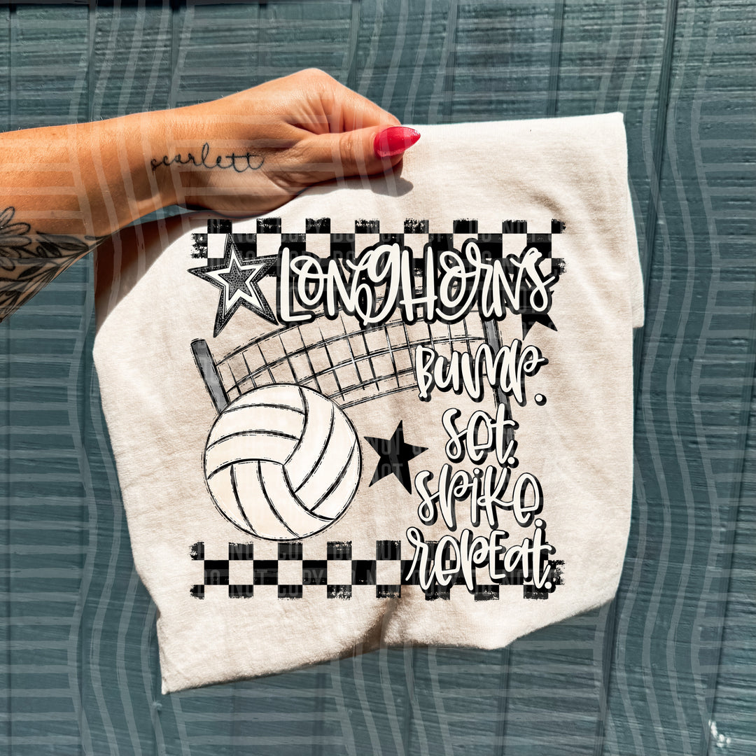 Volleyball Bump Set Spike Repeat DTF Print