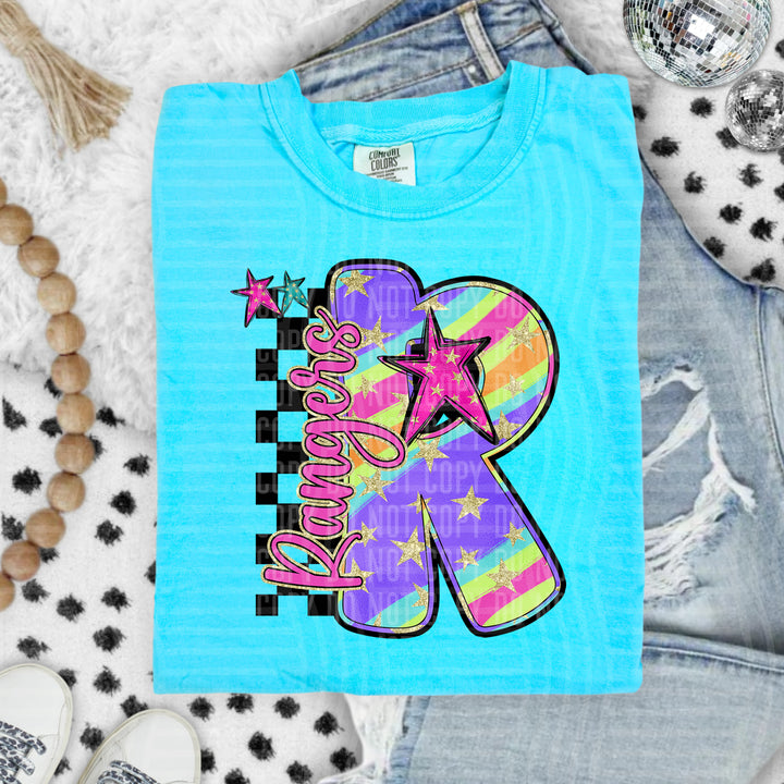 Rainbow Swirl Initials DTF Print