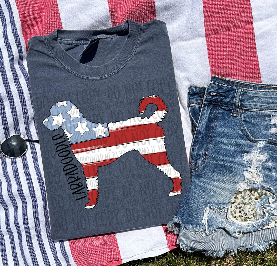 Patriotic Dog Designs Black Text DTF Print