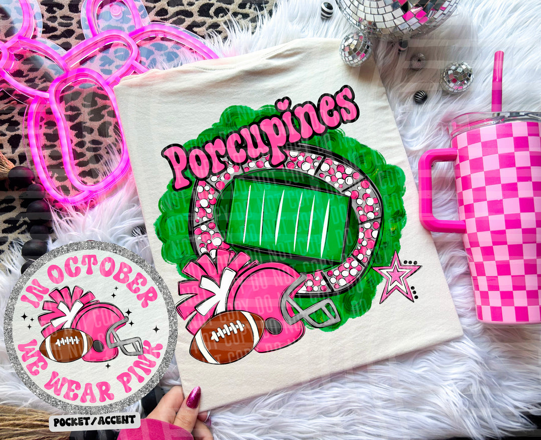 In October We Wear Pink- Football YOUTH DTF Print