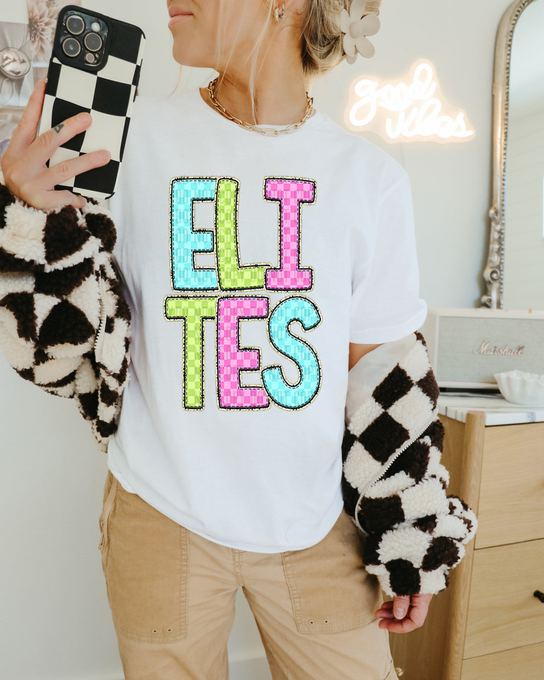 YOUTH Bright Checks DTF Print