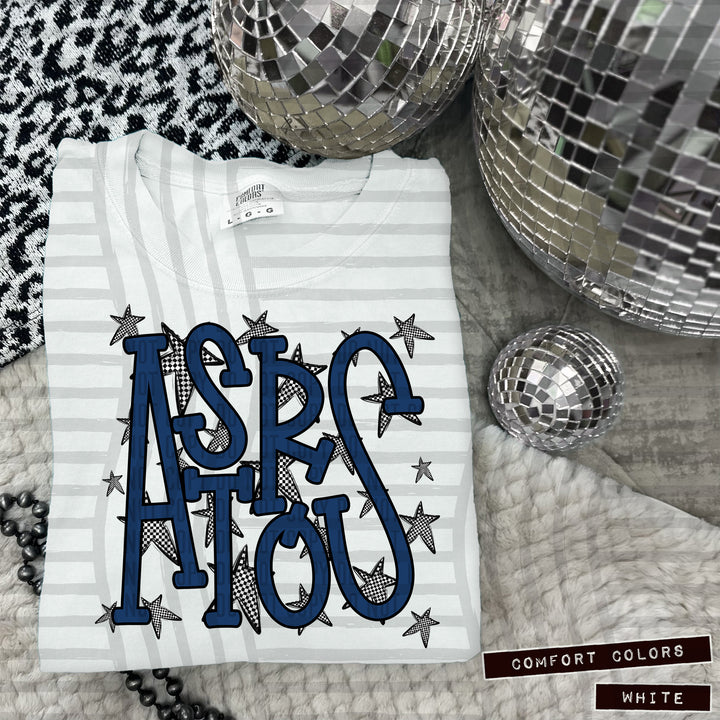Navy Staggered DTF Print