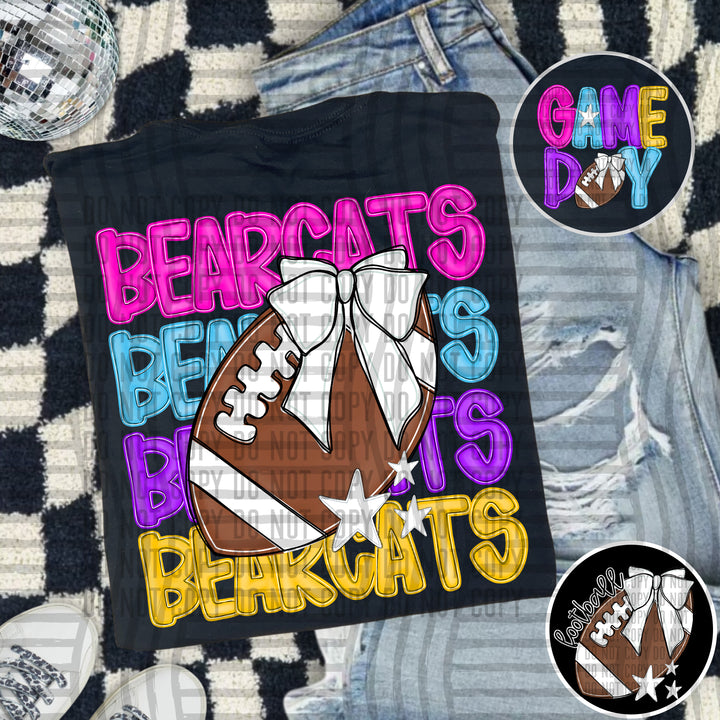 Bright And Preppy Football Stacked DTF Print