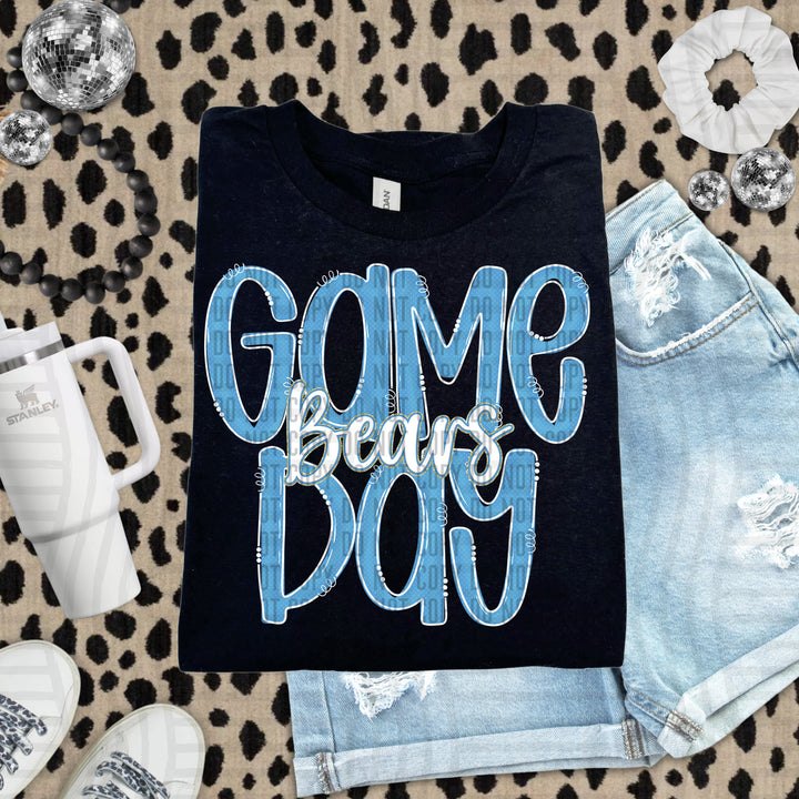 Doodle Gameday Light Blue DTF Print