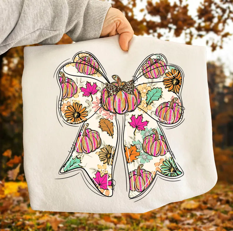 Coquette Pumpkin Bow DTF Print