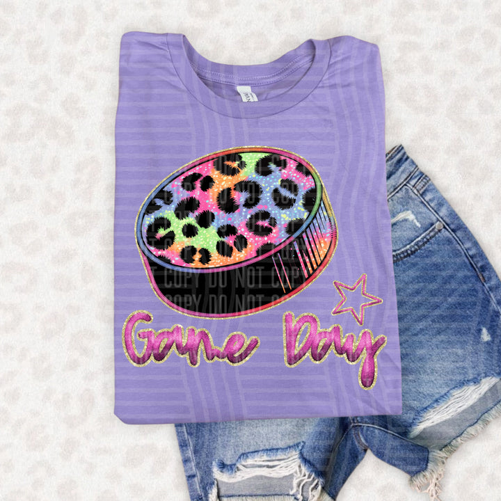 Rainbow Faux Emb Game Day DTF Print