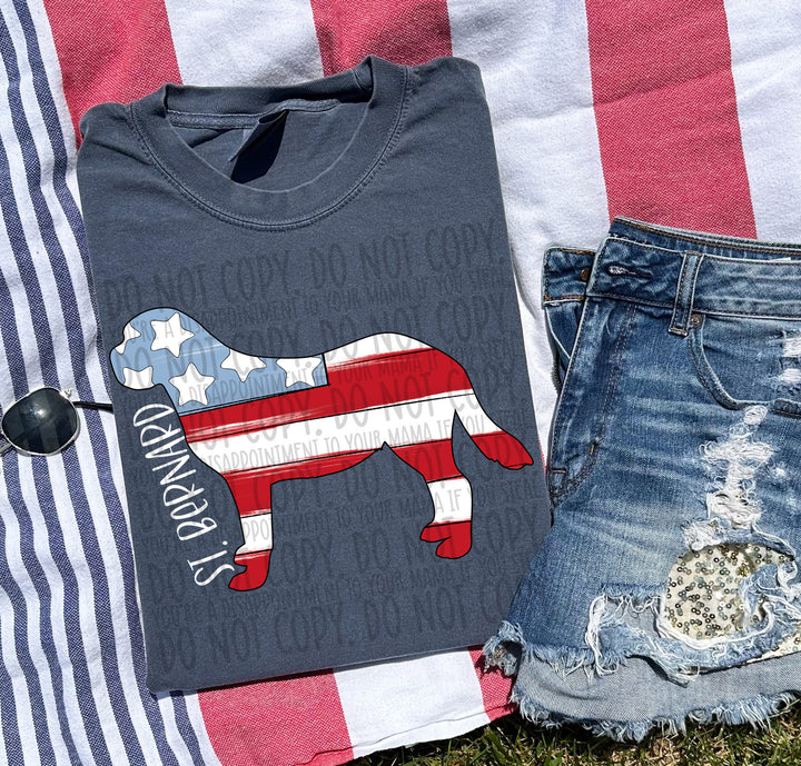 Patriotic Dog Designs White Text DTF Print