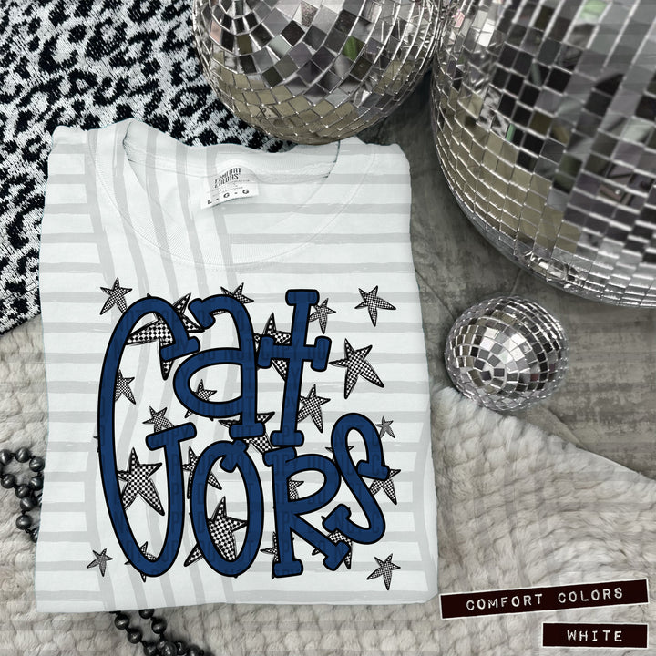 Navy Staggered DTF Print