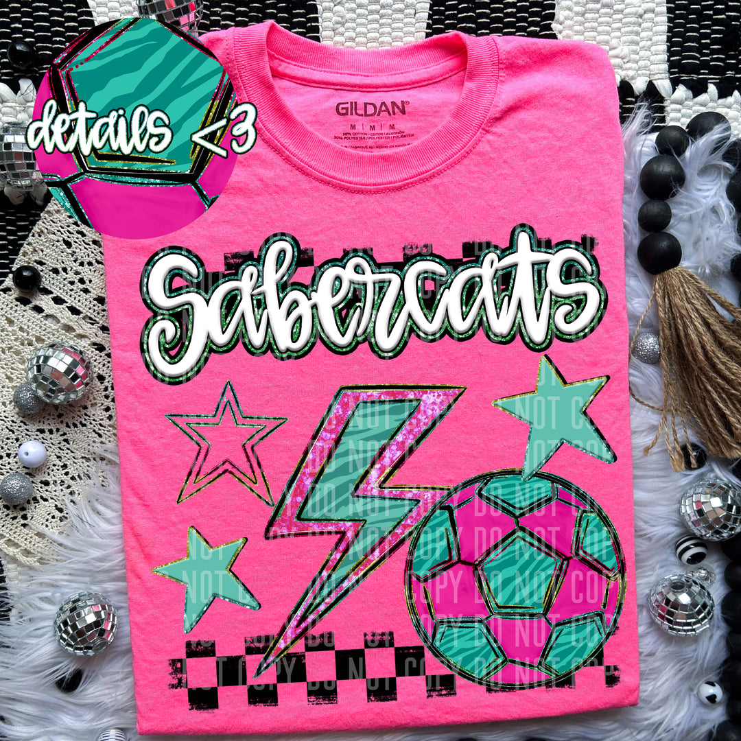 Rainbow Soccer Bolts DTF Print