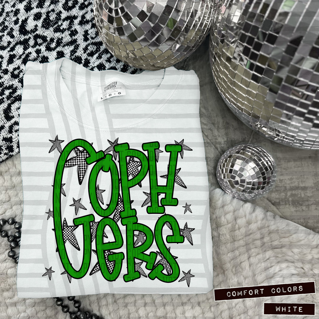Green Staggered DTF Print