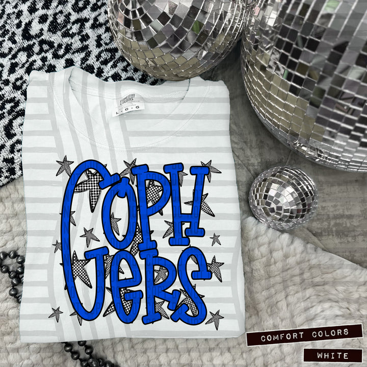 Blue Staggered DTF Print