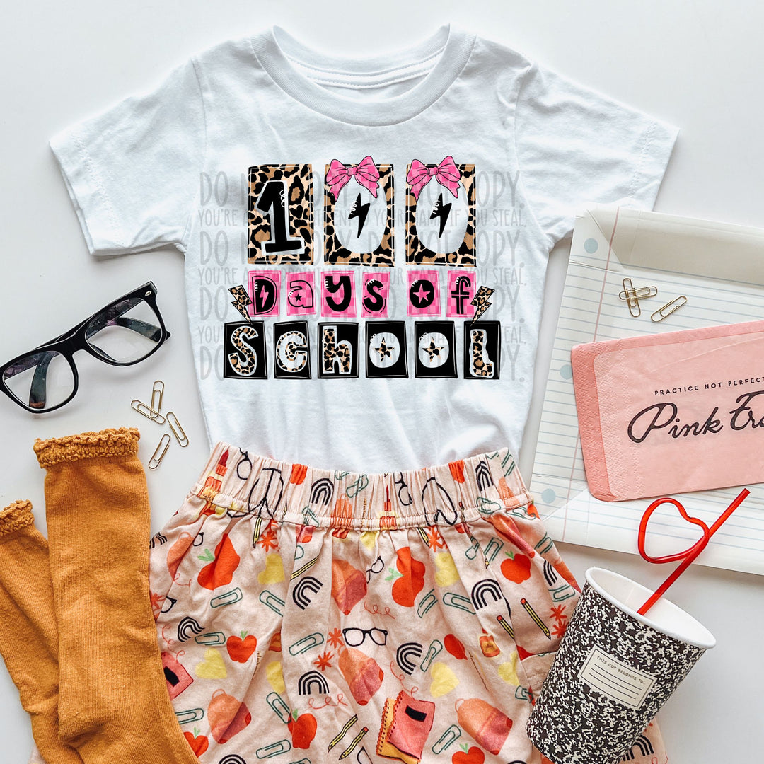 100 Days Of School Pink DTF Print