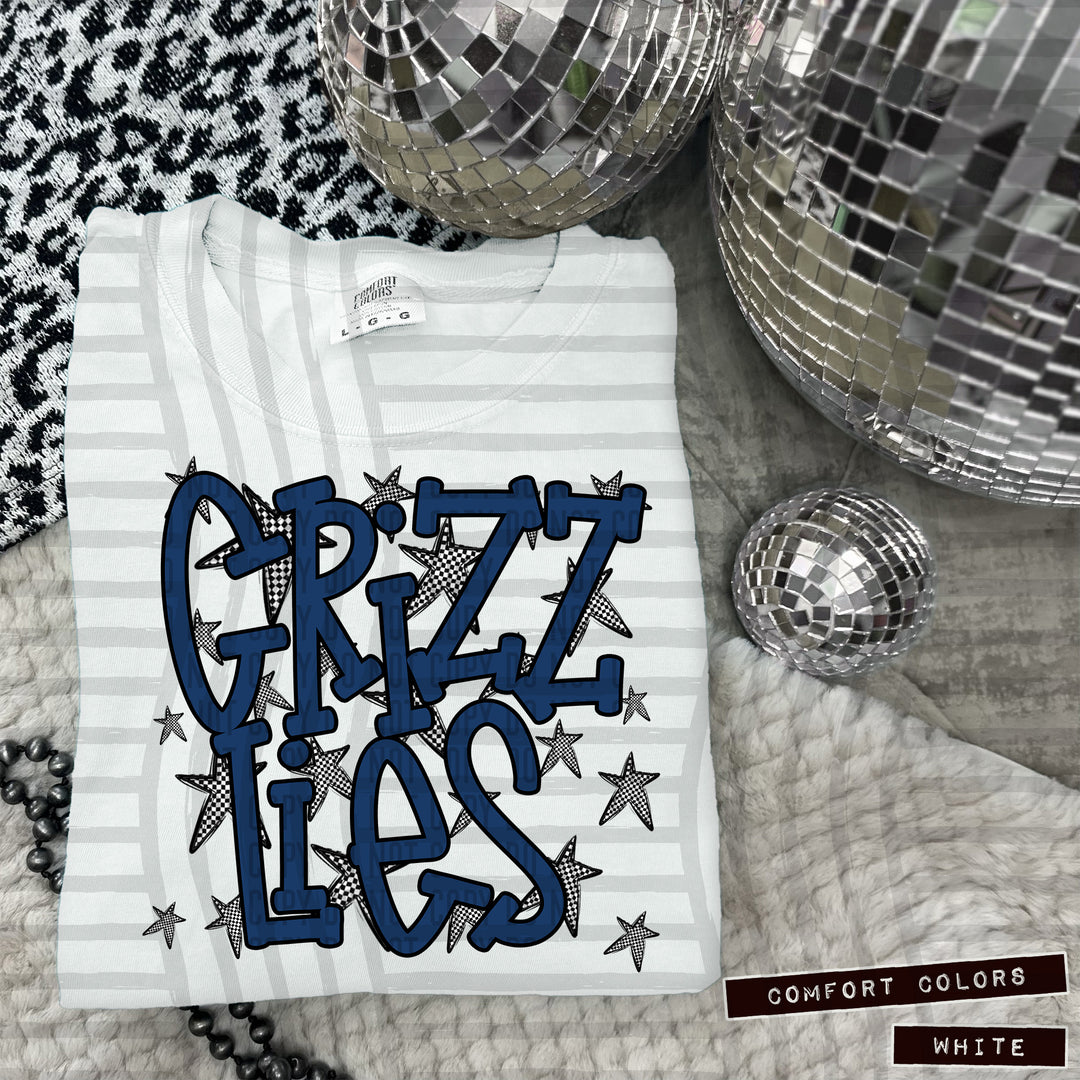 Navy Staggered DTF Print