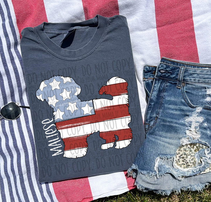 Patriotic Dog Designs White Text DTF Print