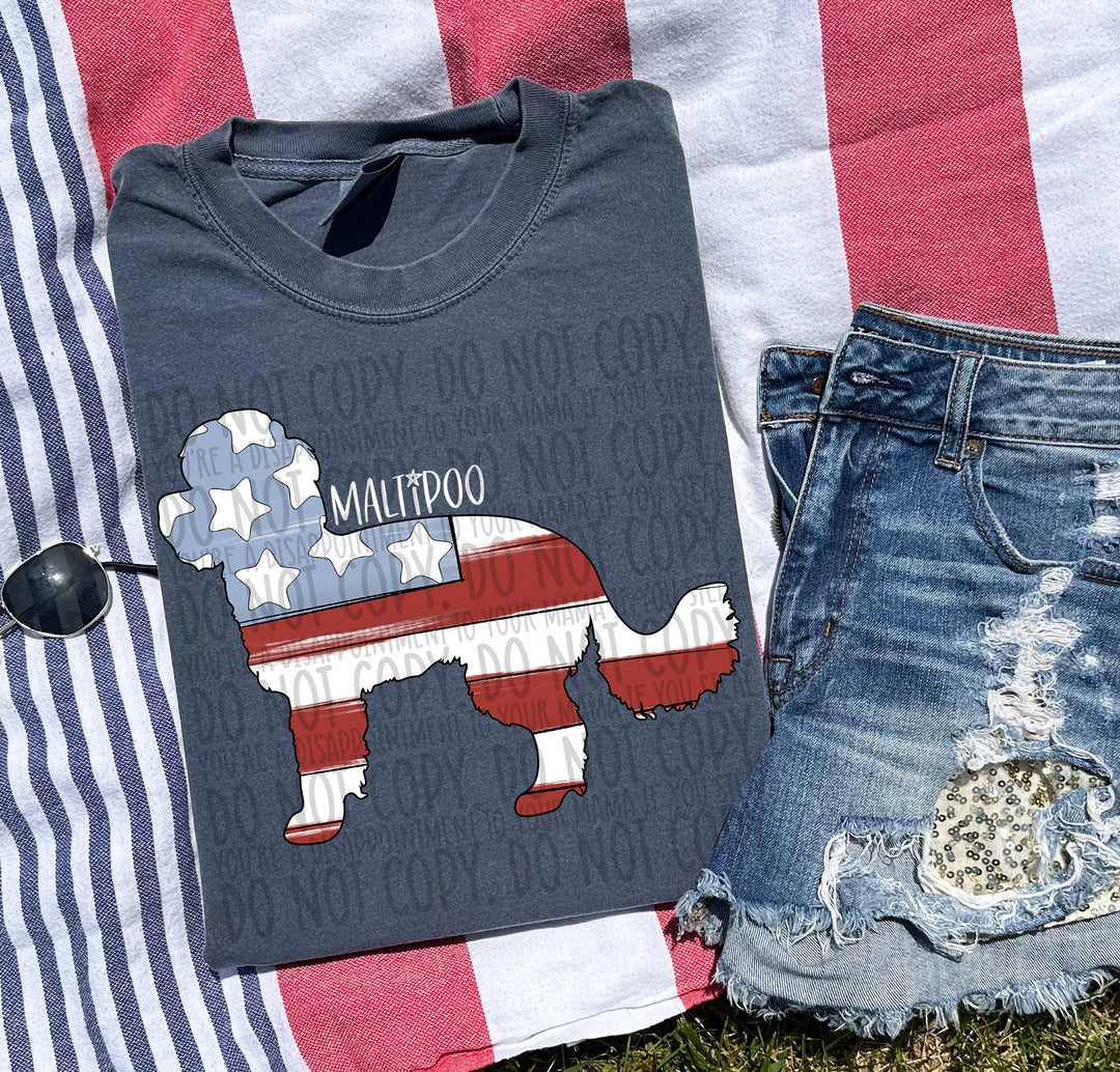 Patriotic Dog Designs White Text DTF Print