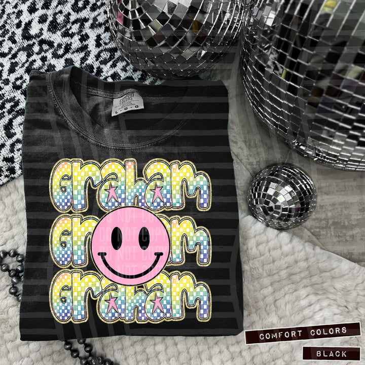 Pink Smiley Triple Stack DTF Print