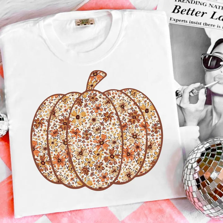 Floral Pumpkin DTF Print
