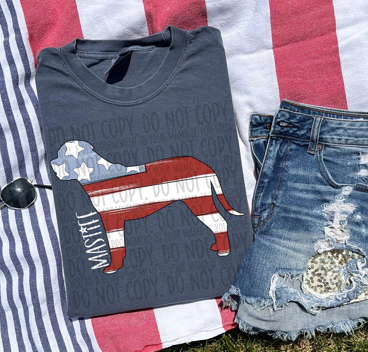 Patriotic Dog Designs White Text DTF Print