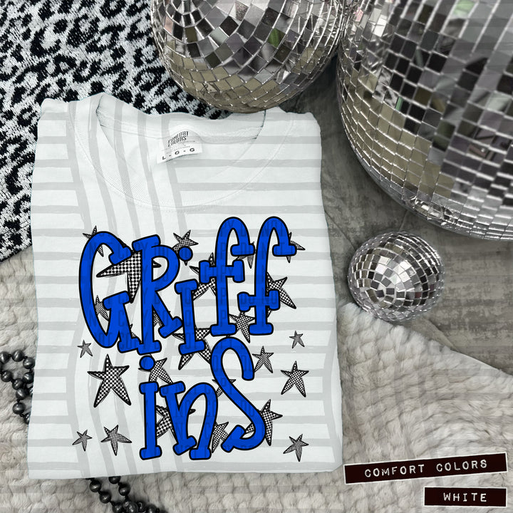 Blue Staggered DTF Print