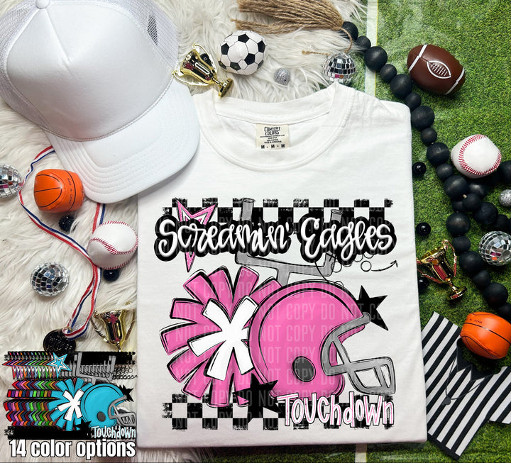 Helmet Pom Mascots Colors Lime DTF Print